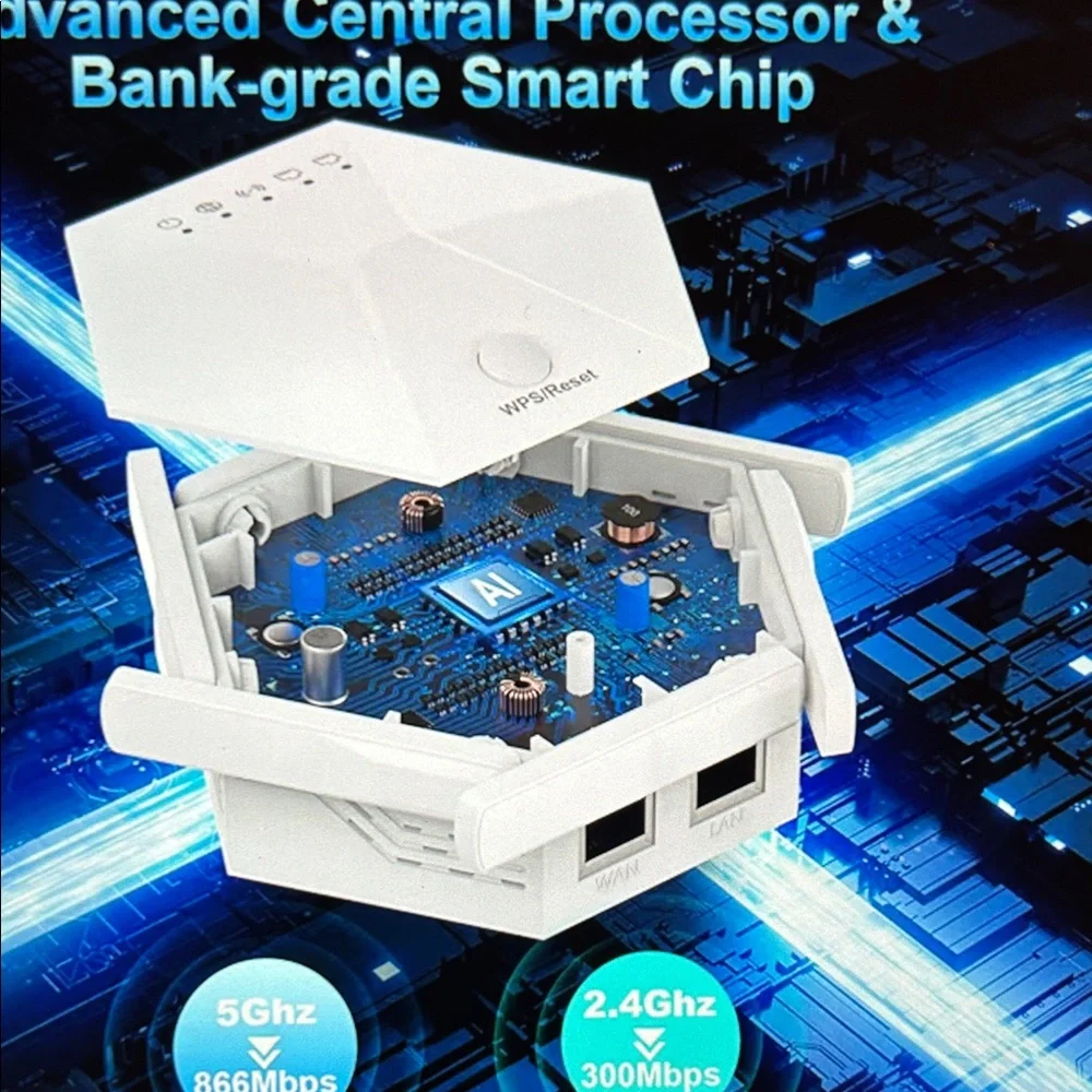 White WiFi Range Extender Wireless Network Booster - Picture 4 of 7